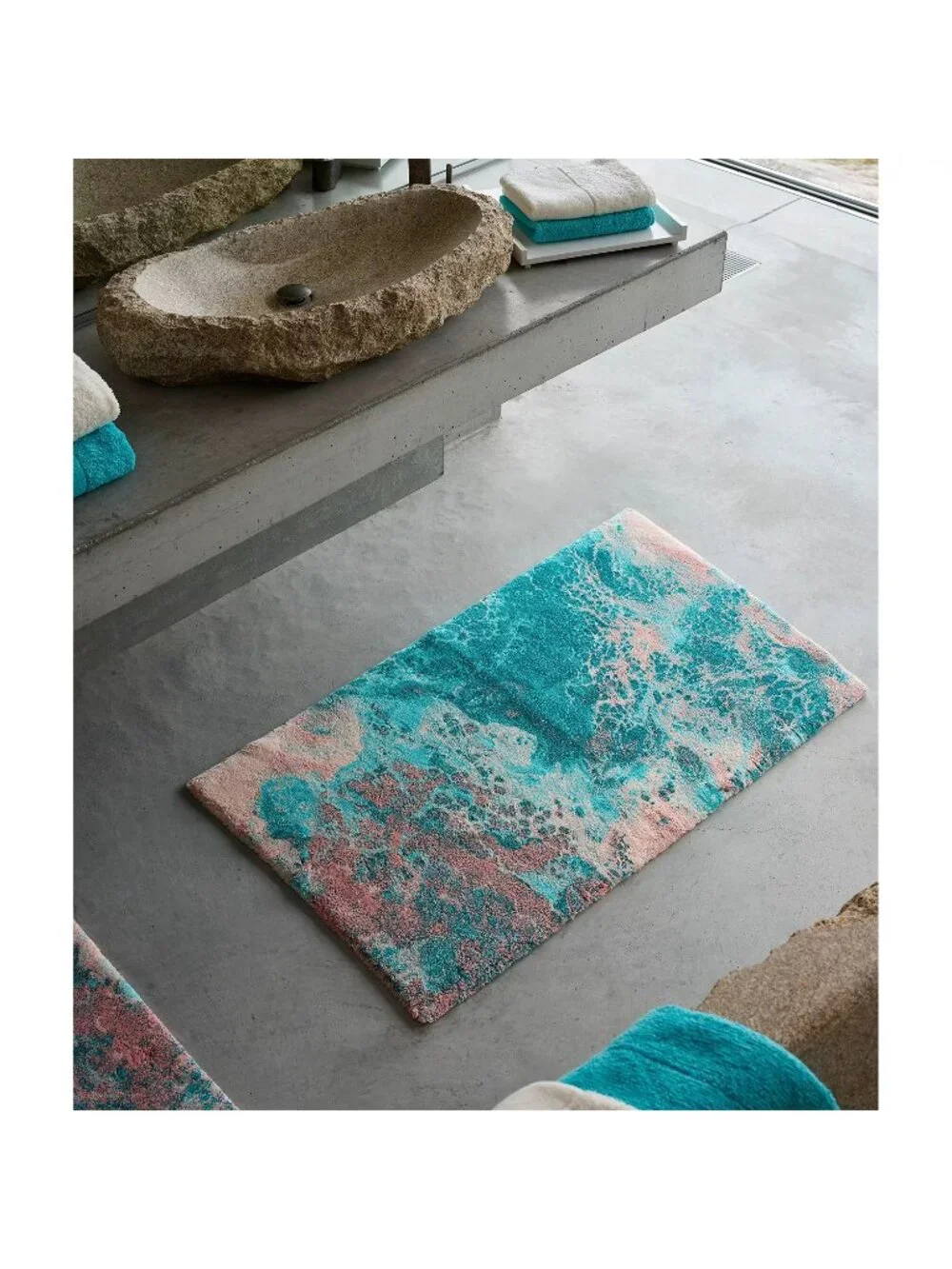 NWT Abyss & Habidecor Corse Bath Rug Turquoise Multi Size 27x47